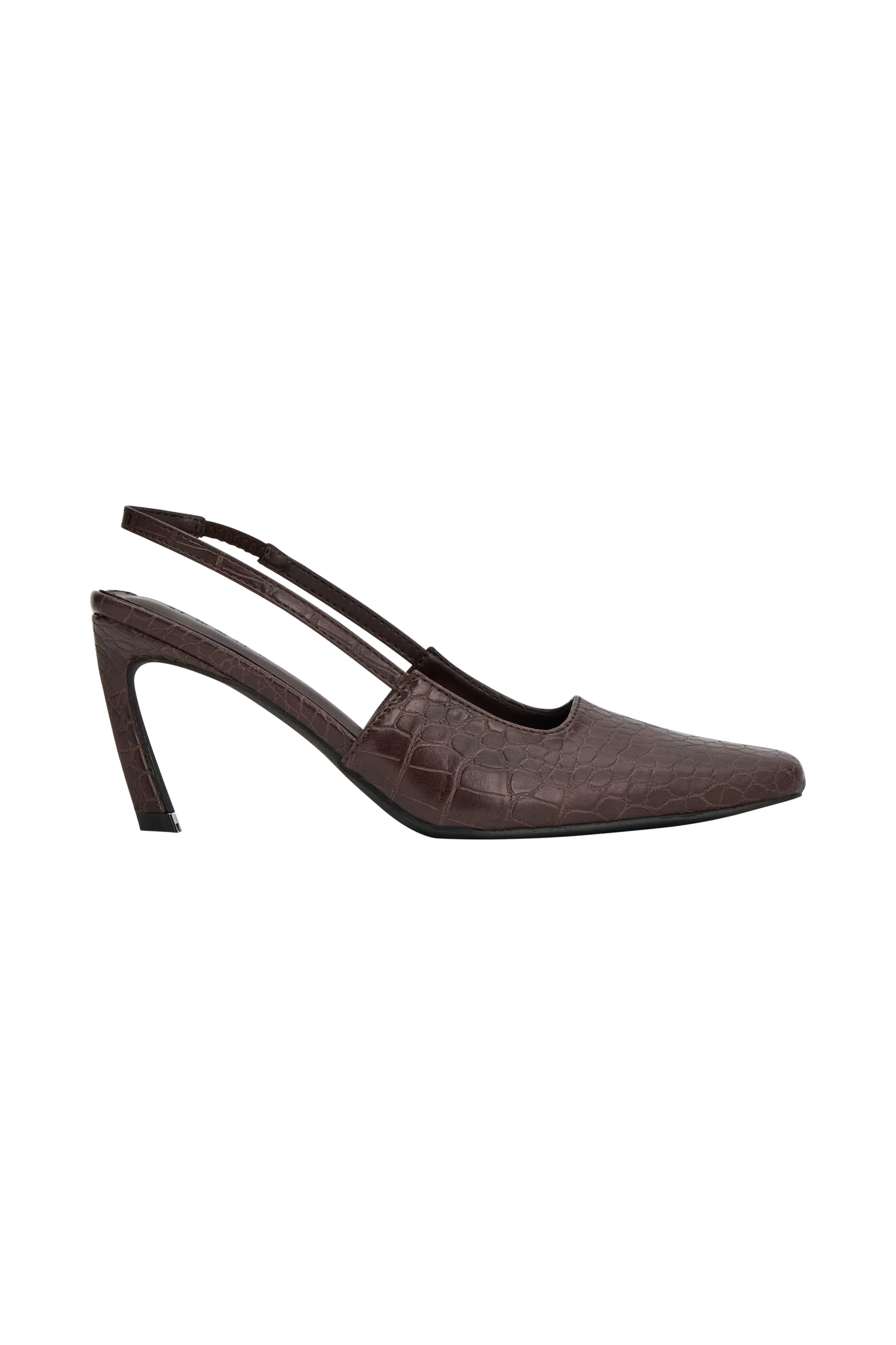 Maren Faux Leather Crocodile Heel Chocolate