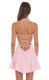 Fit and Flare Open back Mini Dress in Pink