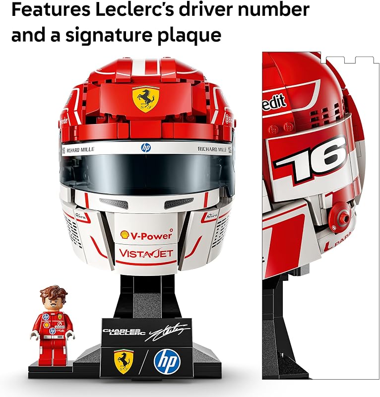 LEGO Editions Scuderia Ferrari HP Charles Leclerc Helmet Building Set for Teens Ages 14 Collectible F1 Display Bedroom or Home Office Decor Gift for Formula 1 Fans 43014