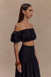 Autumn Off Shoulder Bubble Top Black