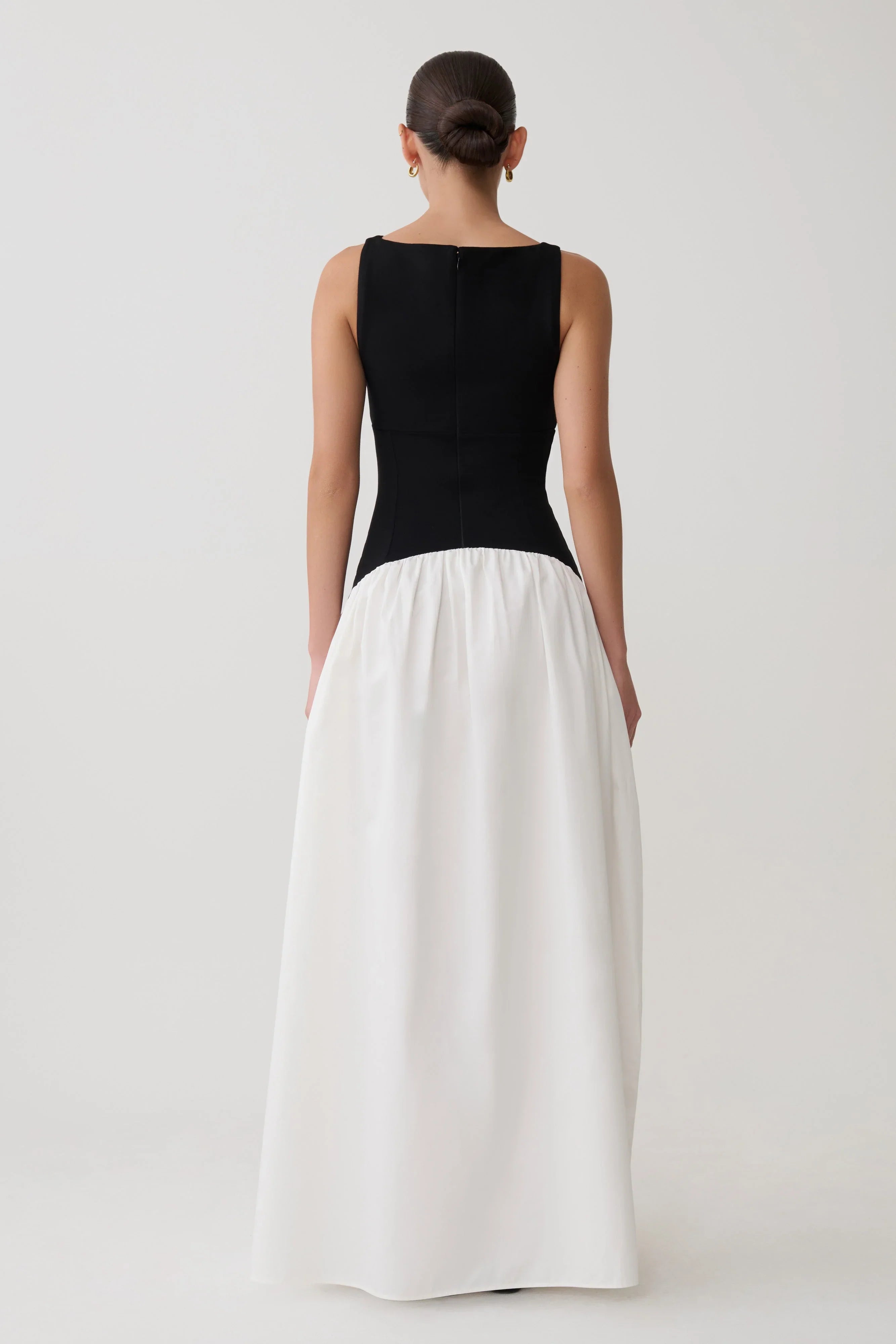 Acacia Contrast Sleeveless Maxi Dress Black White