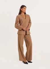 Taupe Tailored Straight Leg Trousers