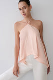 Adelaide Draped Satin Halter Top Peach