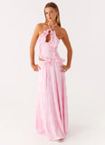 Mariella Linen Maxi Skirt Pink