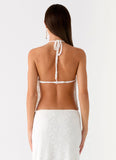 Griff Backless Jacquard Top White