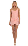 Cowl Neck Gold Foiled Dress in Pink