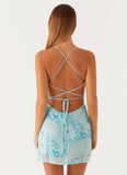 Vietta Sequin Cami Micro Mini Dress Blue