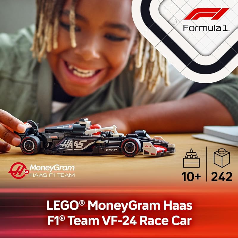 LEGO Speed Champions MoneyGram Haas F1 Team VF 24 Race Car Toy Building Set for Kids Boys Girls Ages 10 Toy Car for F1 Fans Gift Idea for Birthday 77250