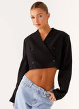 Giana Cropped Blazer Black