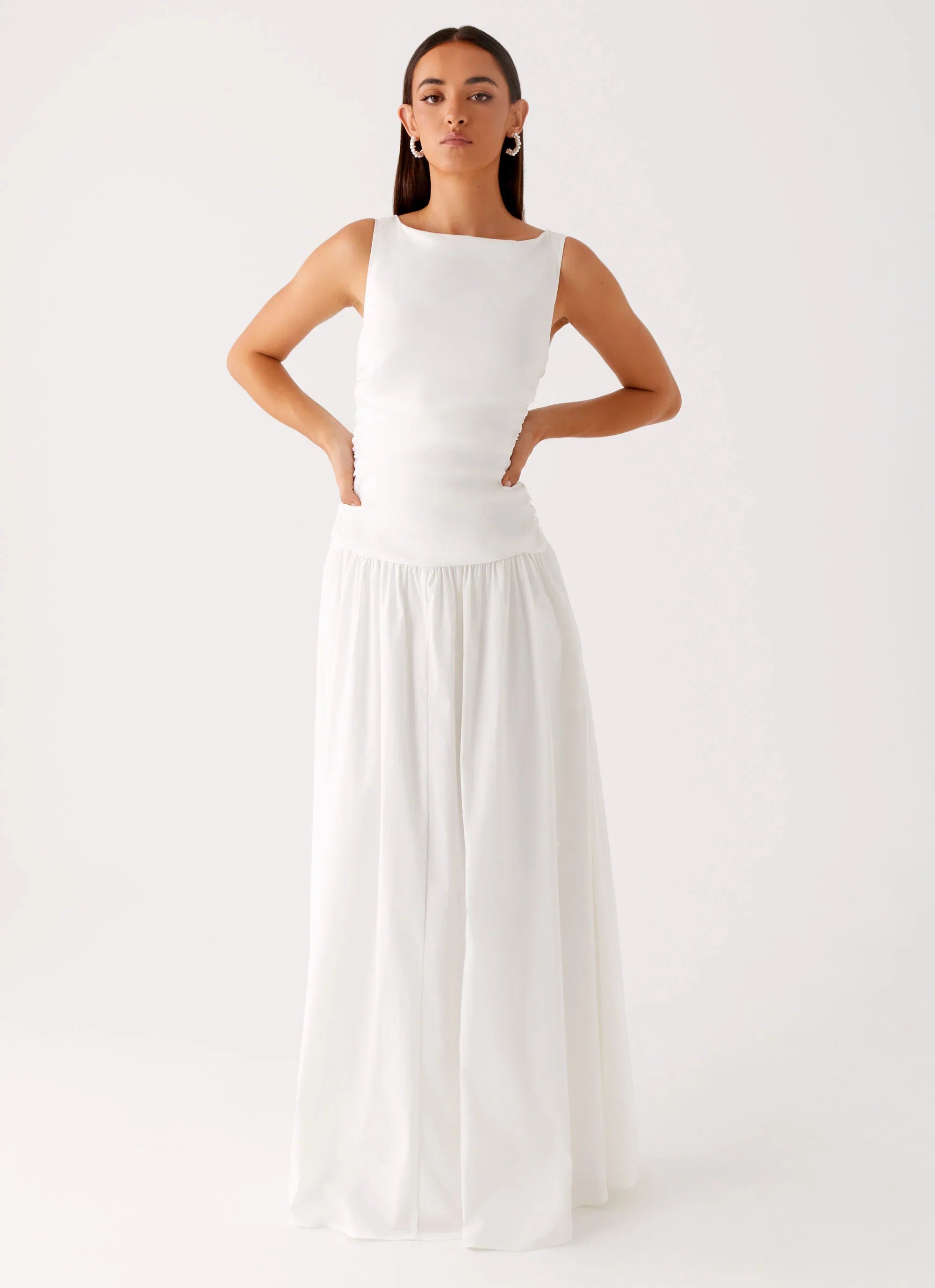 Carmel High Neck Maxi Dress White
