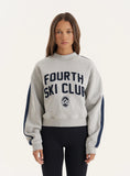 Grey Ski Club Slogan Cropped Sweatshirt