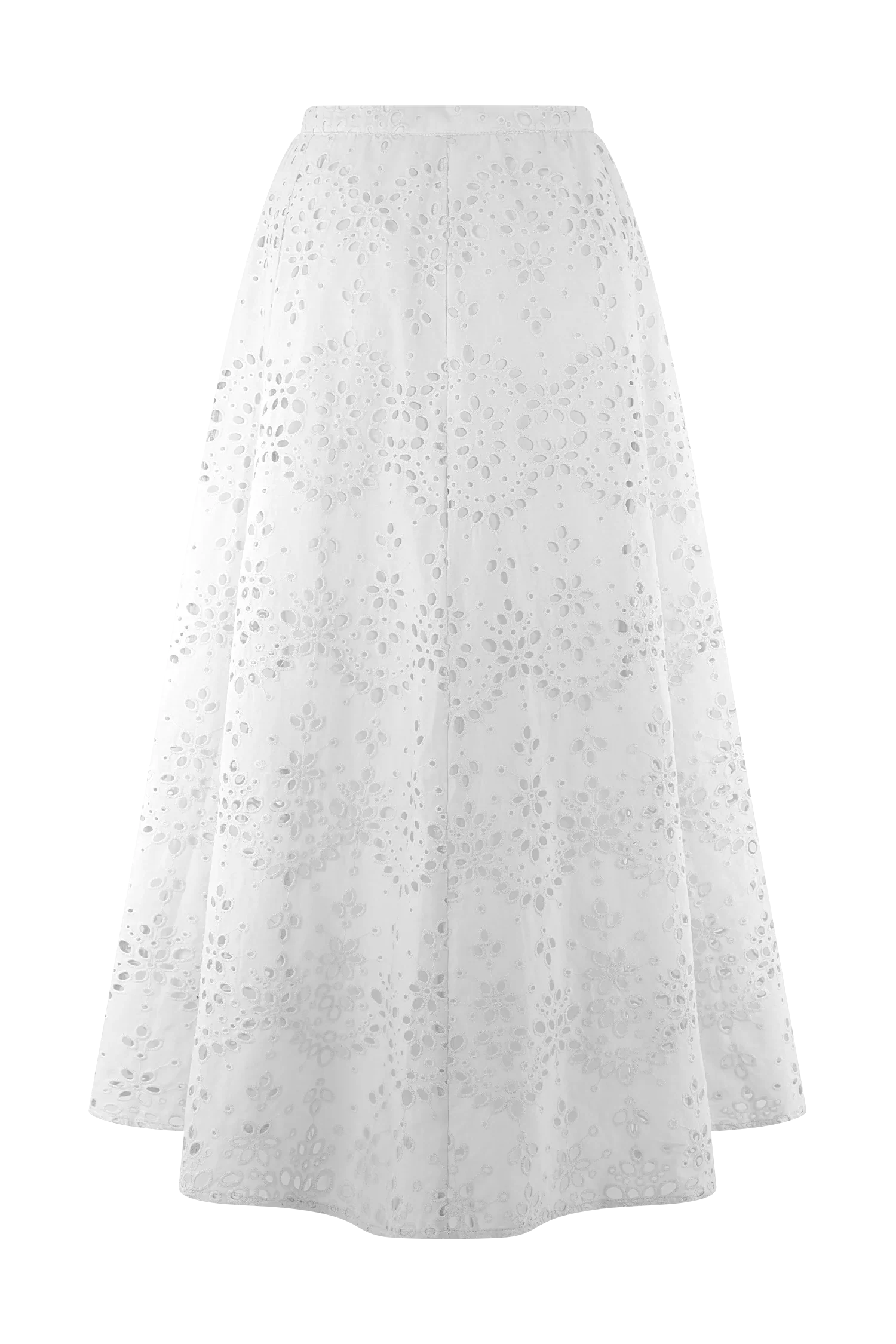 Arla Broderie Midi Skirt White