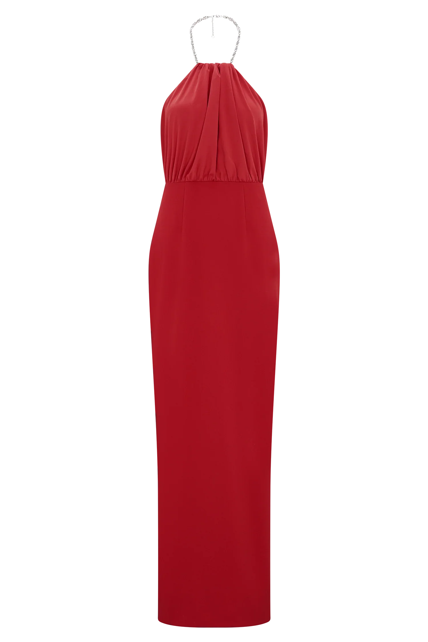 Elina Satin Necklace Maxi Dress Red