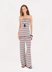 Chocolate Stripe Knitted Bandeau Top