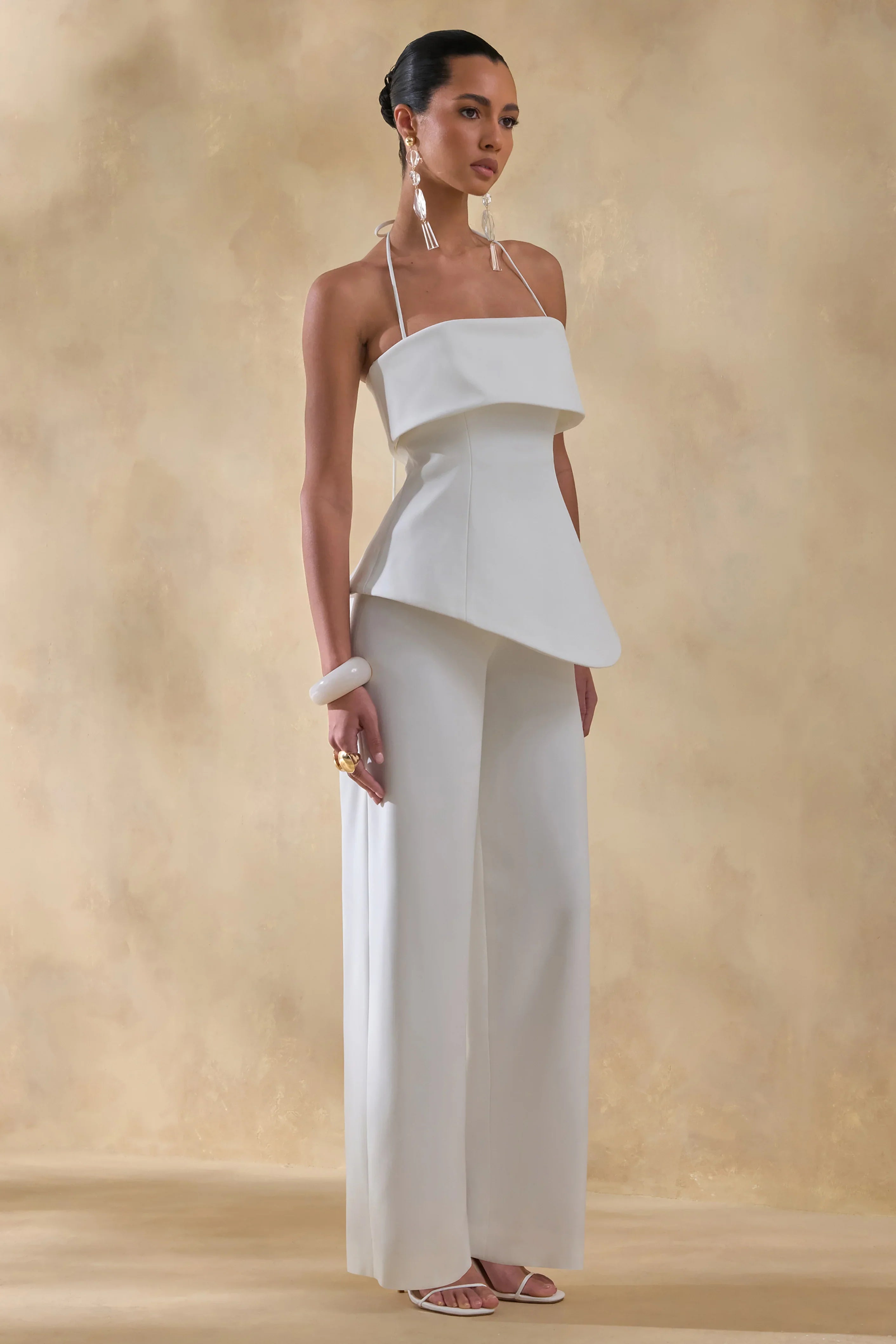 Zura White Square Neck Jumpsuit