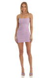 Rhinestone Ruched Bodycon Dress in Purple
