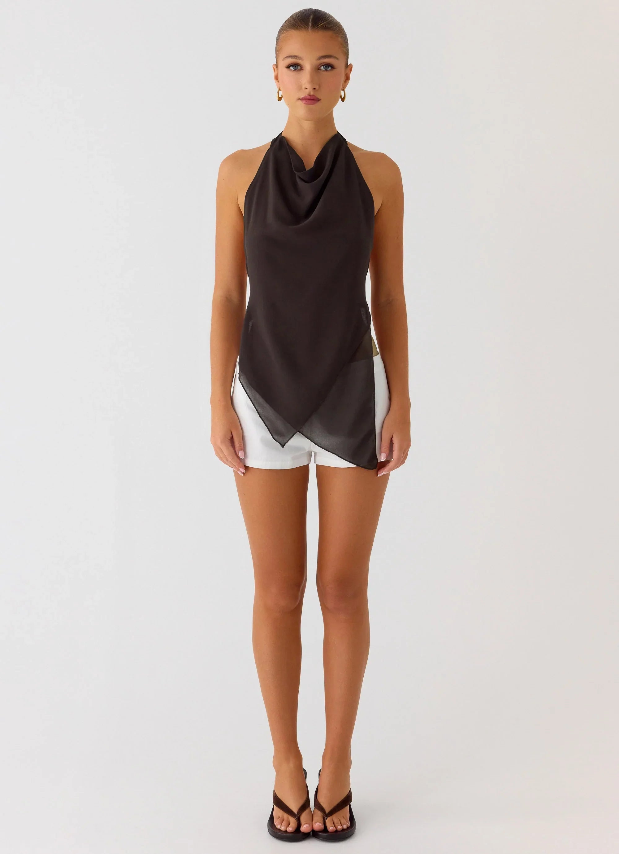 Altego Layered Backless Top Cool Chocolate