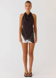 Altego Layered Backless Top Cool Chocolate