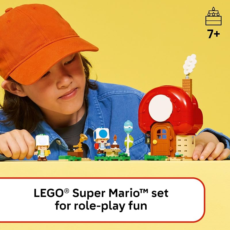 LEGO Super Mario Party at Toads House Building Toy Pretend Play Set for Boys Girls Ages 7 Kids Building Blocks with Digital Action 2 Toad Toy Figures Gift Idea for Birthdays 72041