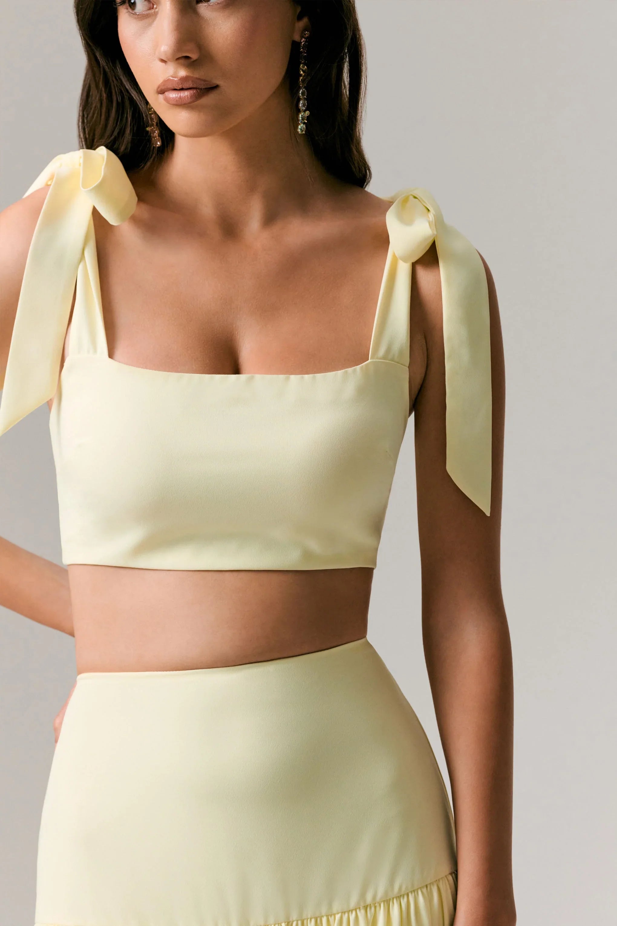 Elodie Lemon Tie Strap Crop Top