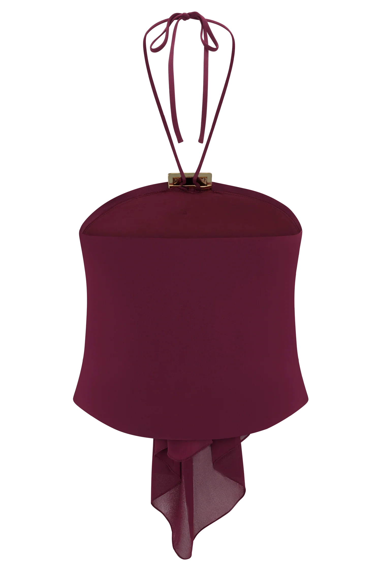 Celina Chiffon Halter Top With Hardware Cherry Red