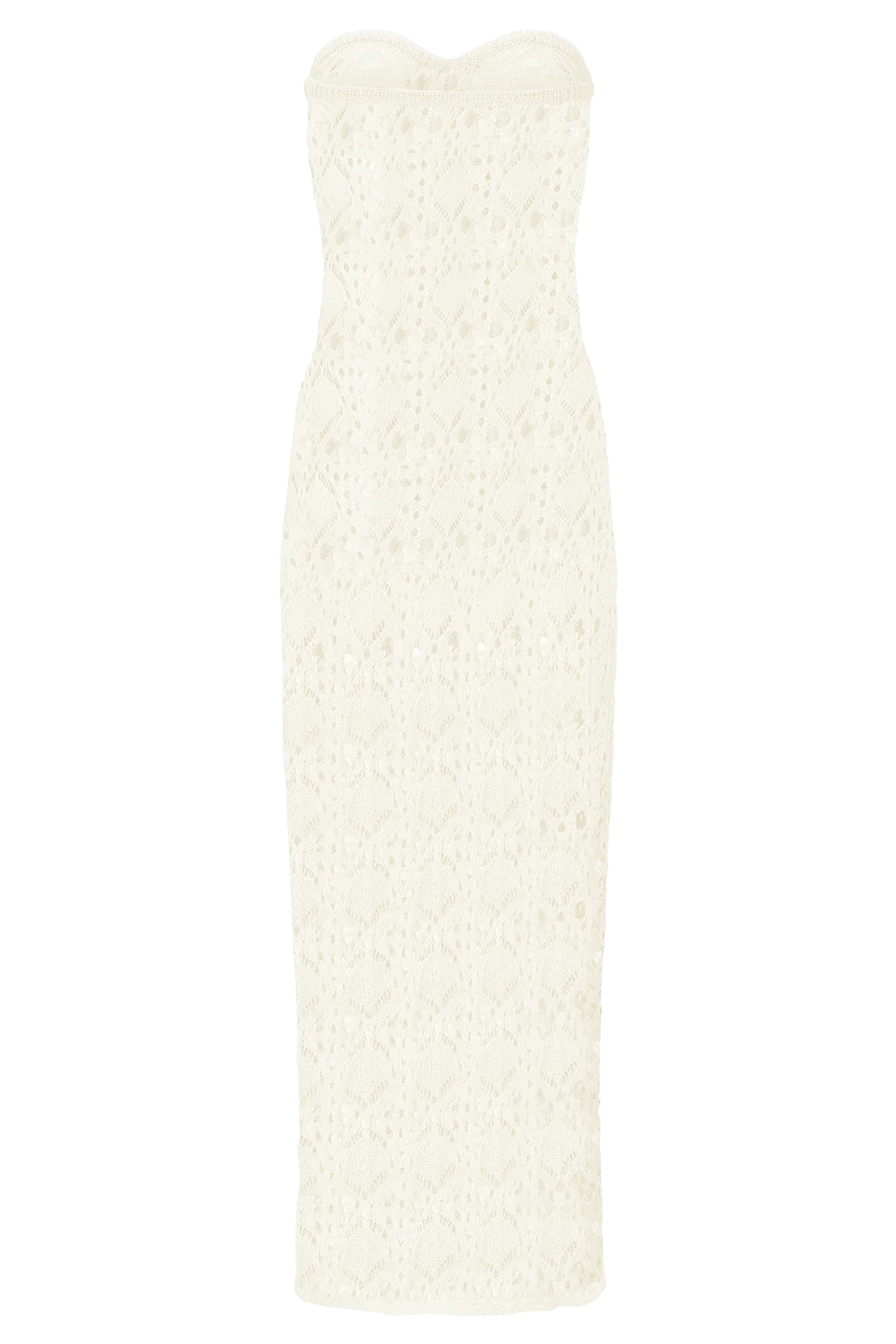 Aeline Strapless Crochet Knit Top Ivory