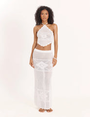 Cream Crochet Halterneck Top