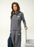 Dark Grey Fine Ribbed Jersey Long Sleeve Top
