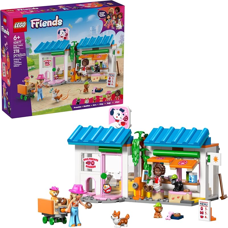 LEGO Friends Dog Treats Bakery Building Toy for Girls Boys Pretend Play Set for Kids Ages 6 W Aliya Sage Minidolls 2 Toy Dog Figures Accessories Gift Idea for Birthdays 42677