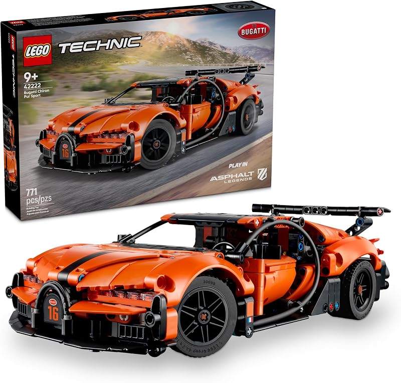 LEGO Technic Bugatti Chiron Pur Sport Hypercar Building Toy for Boys Girls Sports Car Toy W Realistic Steering Engine for Kids Racing Fans Ages 9 Gift Idea for Birthdays 42222