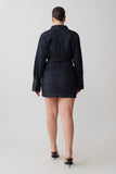Zarah Denim Long Sleeve Mini Dress Indigo Pinstripe