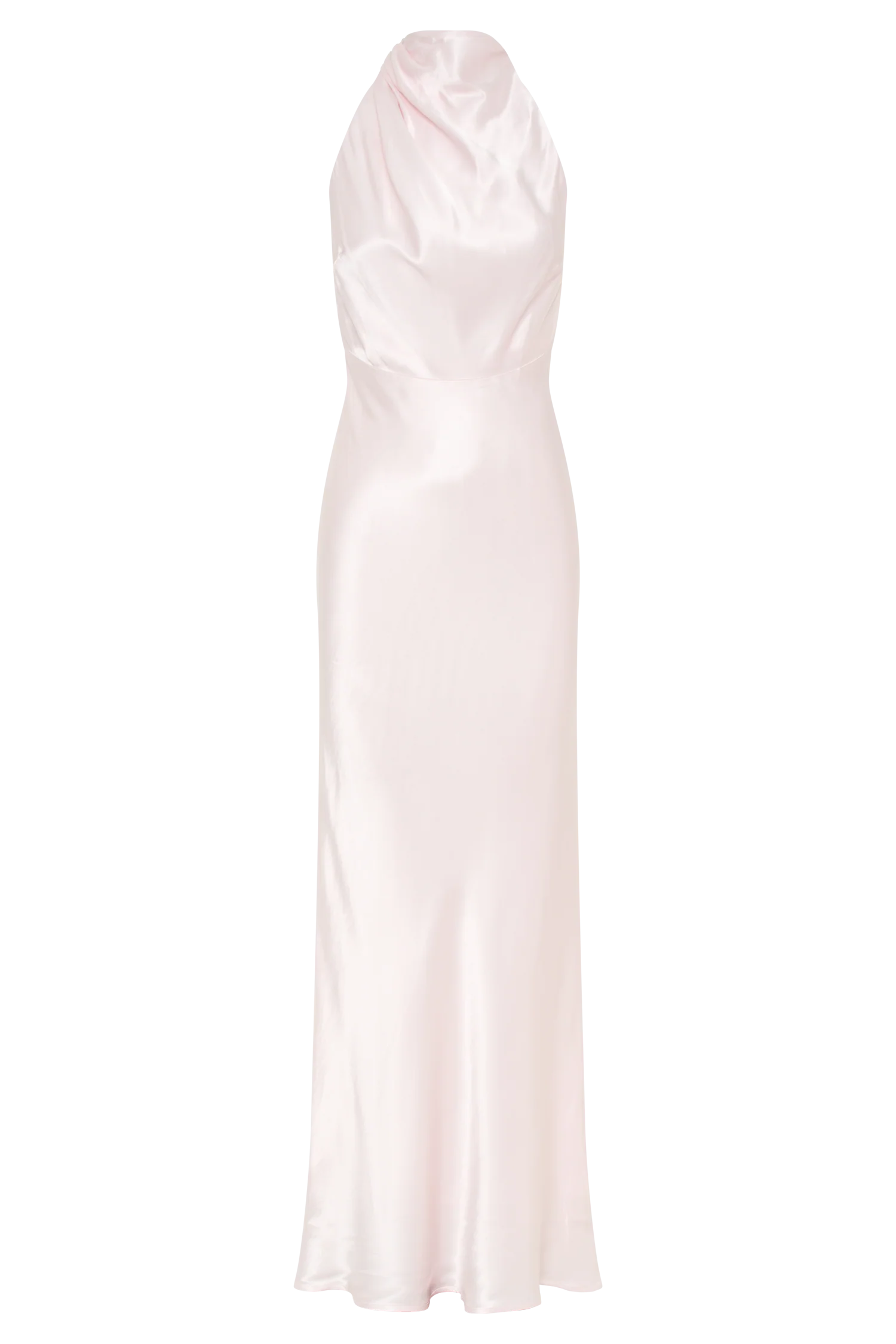 Esther Iridescent Satin Cowl Maxi Dress Pale Pink