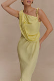 Lorieanne Draped Maxi Dress Lemon