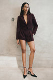 Simone Cropped Suiting Blazer Dark Chocolate