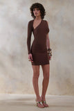 Siren Brown One Shoulder Bodycon Dress