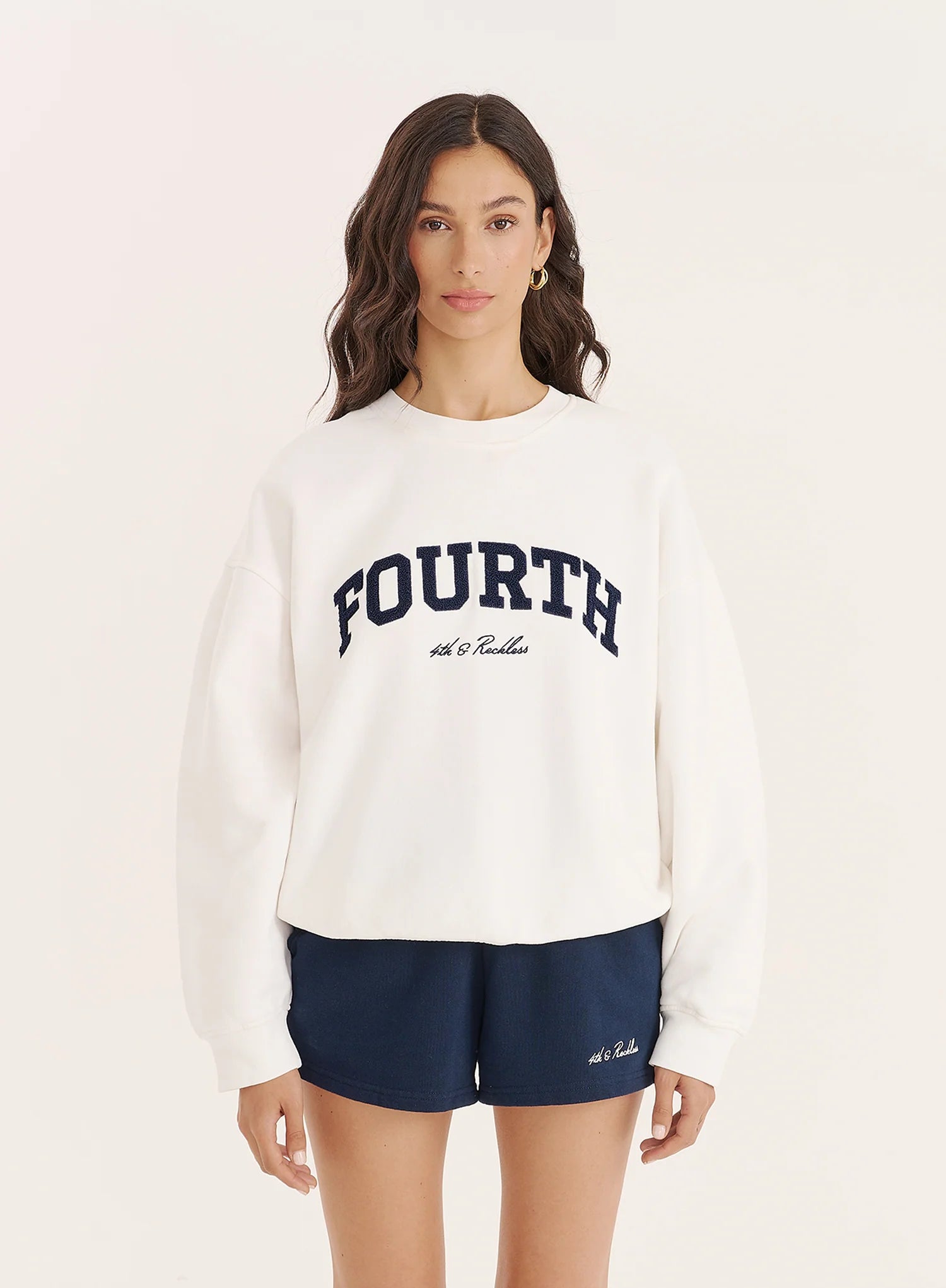 White Fourth Embroidered Branded Sweatshirt