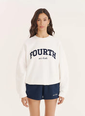 White Fourth Embroidered Branded Sweatshirt