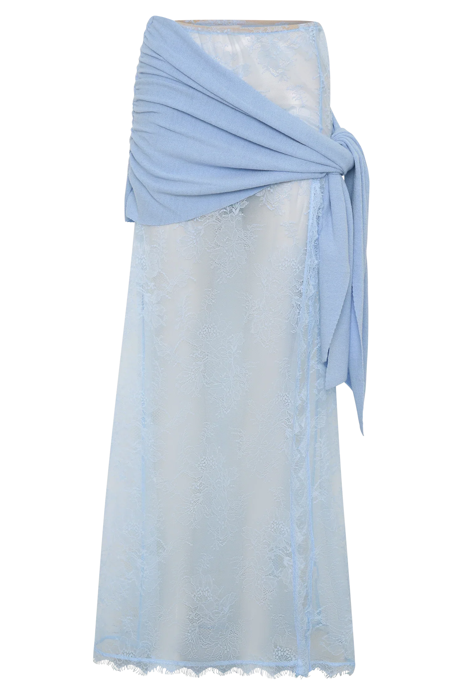 Lucy Lace And Knit Skirt Cornflower Blue