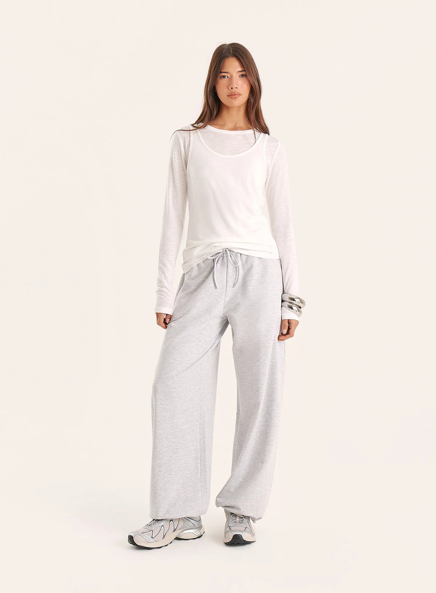 Light Grey Balloon Leg Cotton Jogger