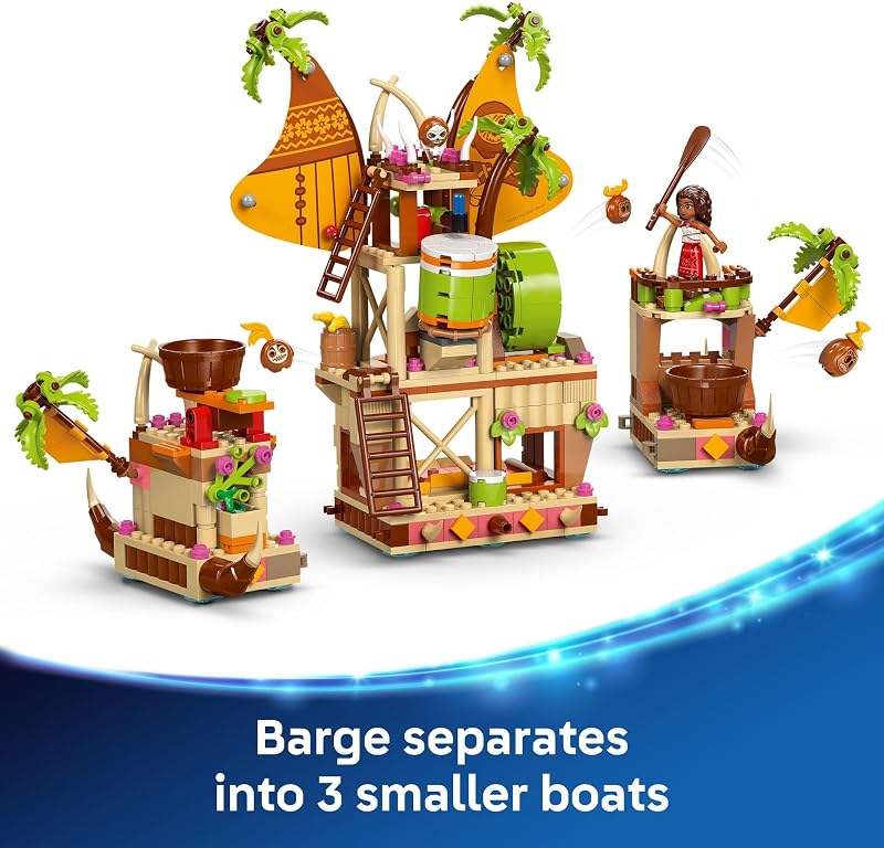 LEGO Disney Moana 2 Kakamora Barge Kids Toy Pretend Play Building Set for Boys and Girls Ages 7 9 Characters Including Moana Maui Kotu and HeiHei Gift Idea for Birthdays 43258