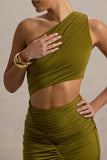 Sena Green Asymmetric Maxi Dress With Cut Out Details