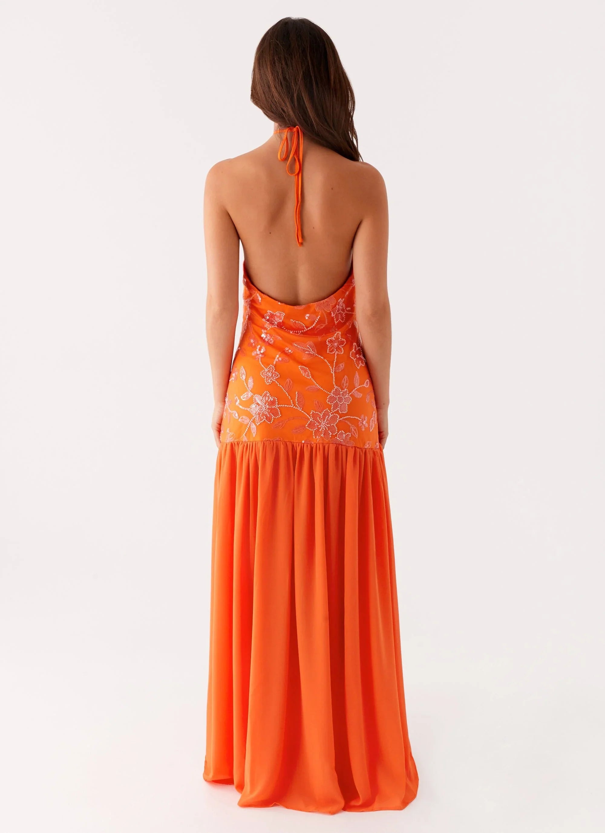 Janelle Beaded Maxi Dress Orange