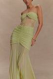Khadijah Lace And Mesh Maxi Dress Sage