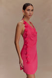 Gwenda Satin Floral Mini Dress Dragonfruit