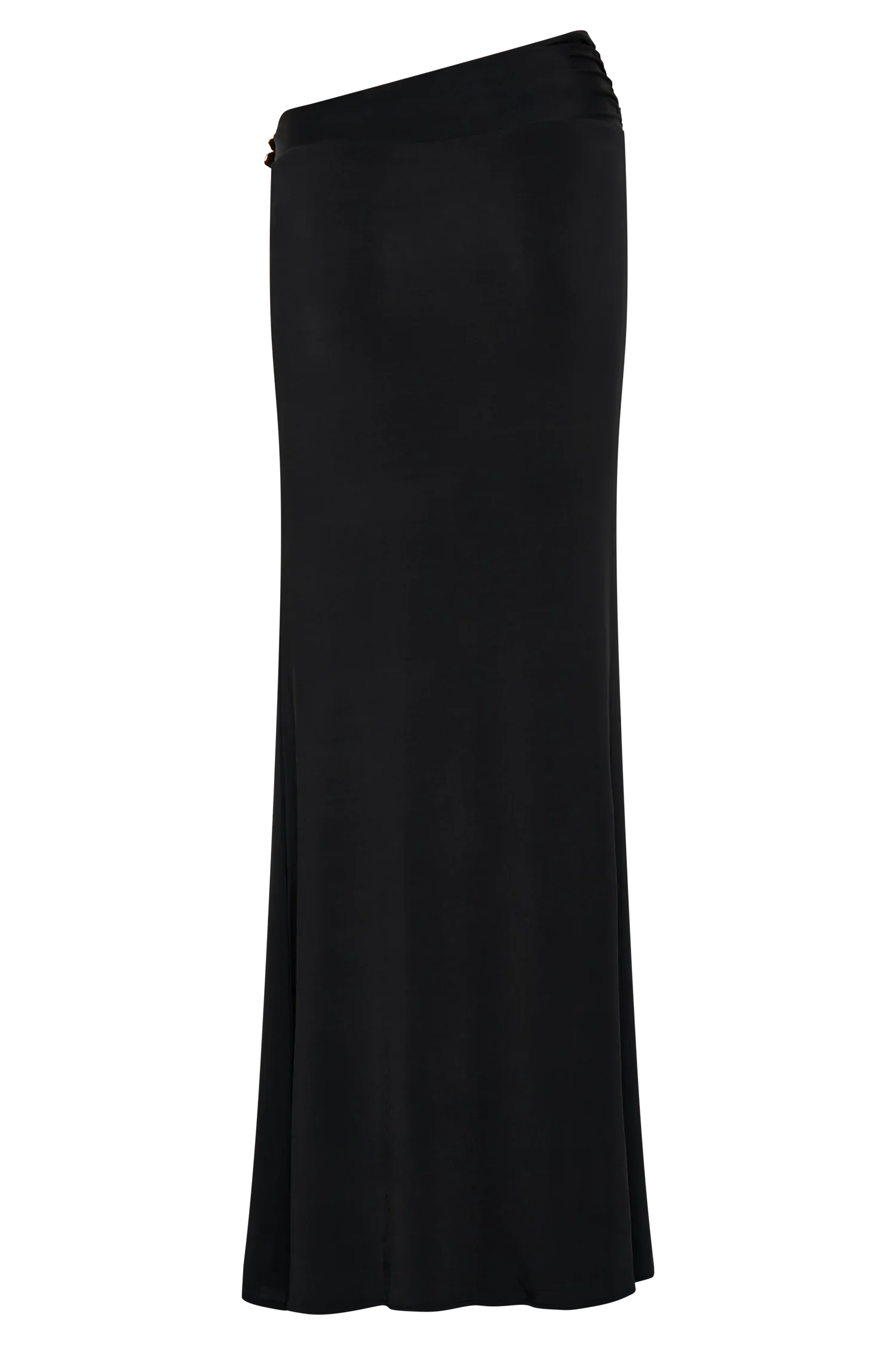 Ainsley Asymmetrical Maxi Skirt With Floral Hardware Black