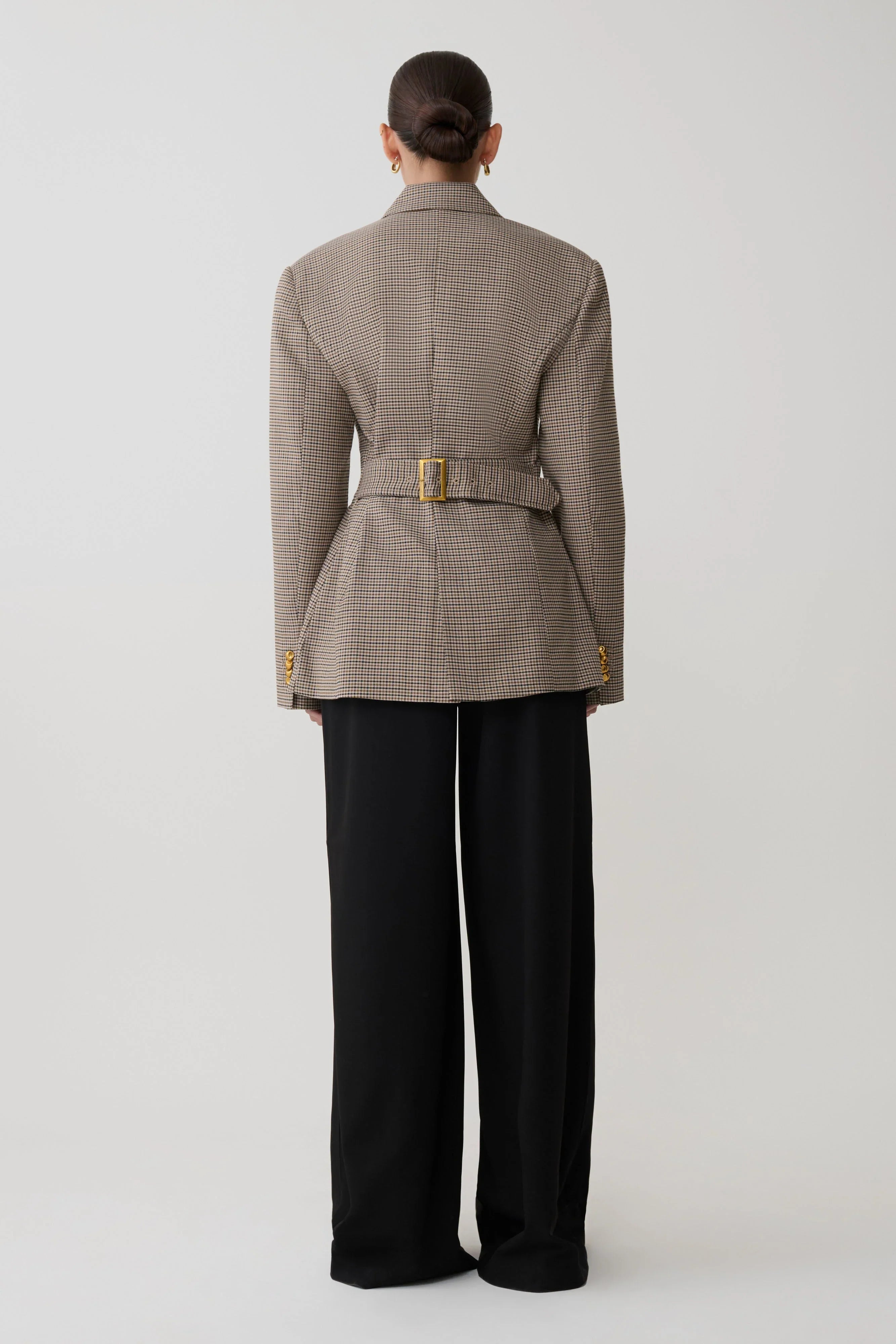 Mila Shaped Blazer Tan Check