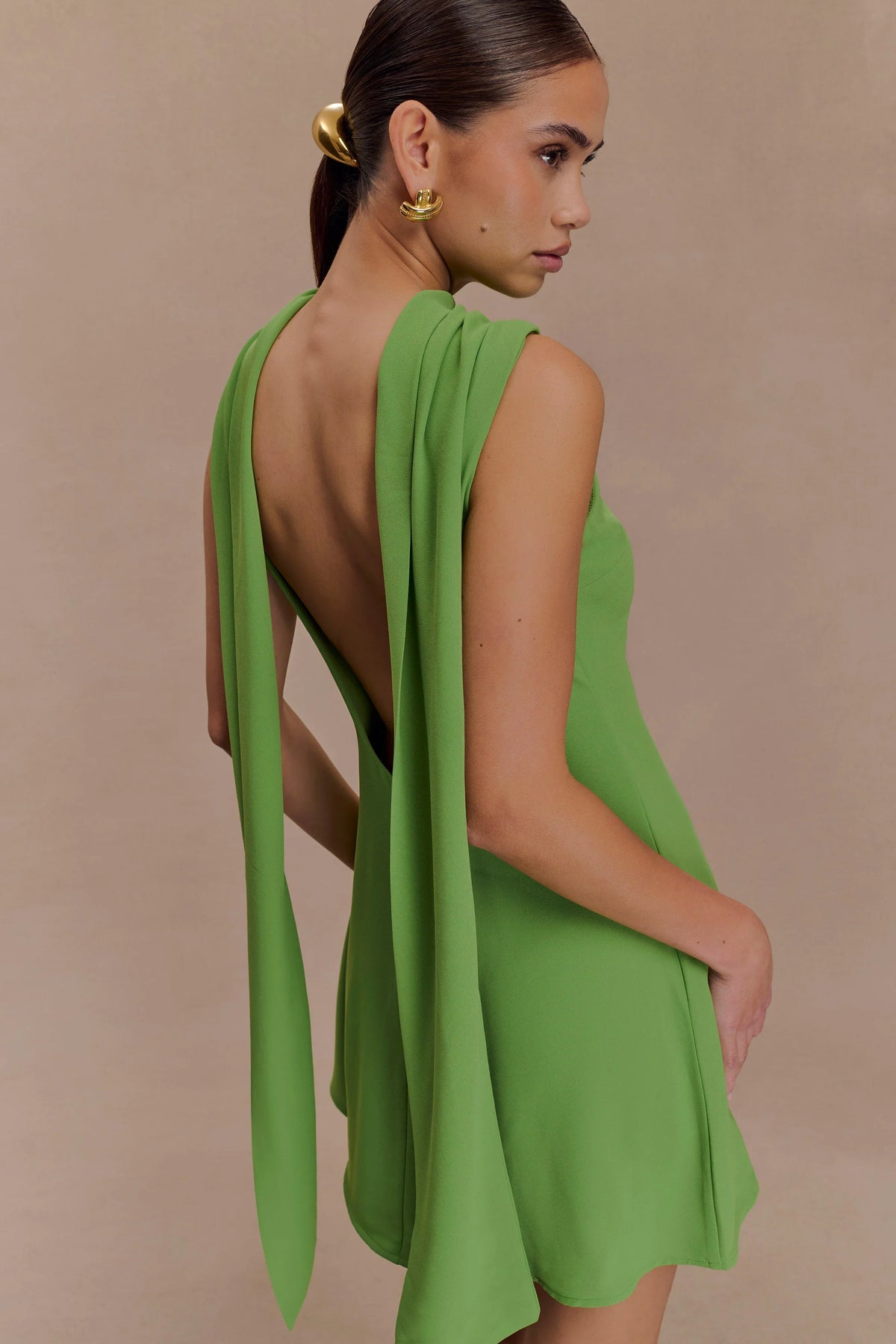 Wynter Scarf Draped Mini Dress Green