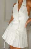 Antoinette Pleated Mini Dress Ivory