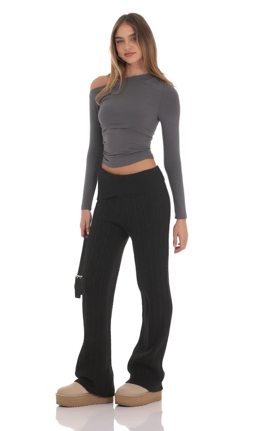 Cable Knit Pants in Black