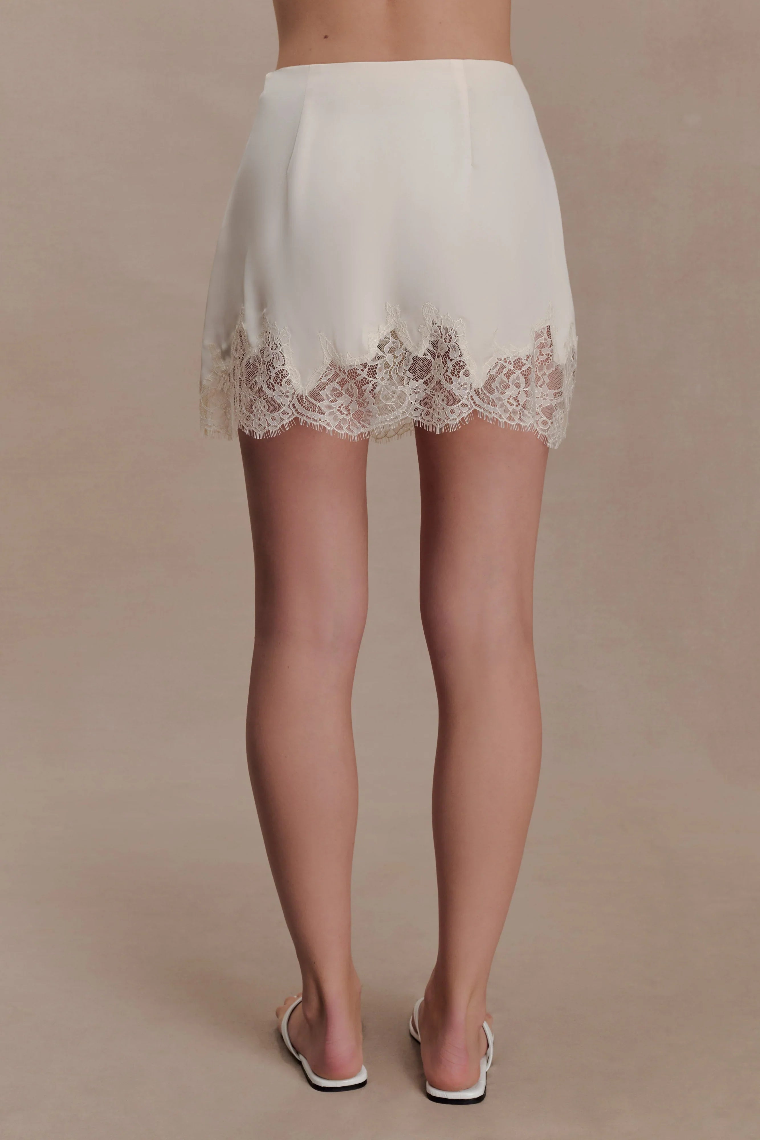 Nina Lace And Satin Mini Skirt Ivory